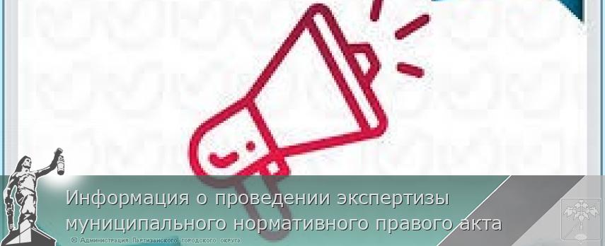 Информация о проведении экспертизы муниципального нормативного правого акта | Администрация муниципального округа город Партизанск Приморского края Официальный сайт